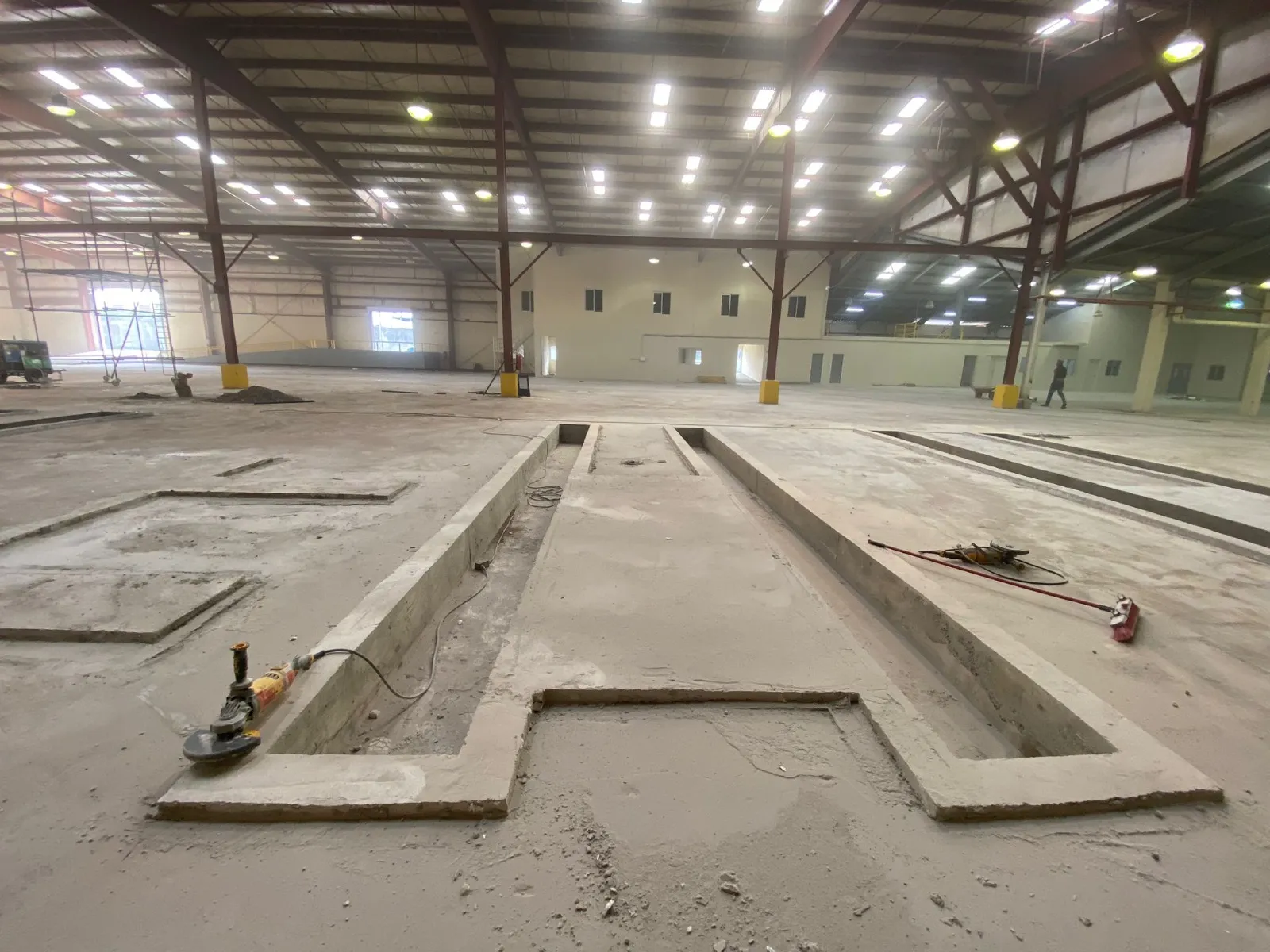 Completed precision equipment foundations inside the JPI facility